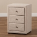Baxton Studio Tessa Modern and Contemporary Beige Fabric Upholstered 3-Drawer Nightstand - BSOBBT3138-Beige-NS