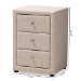 Baxton Studio Tessa Modern and Contemporary Beige Fabric Upholstered 3-Drawer Nightstand - BSOBBT3138-Beige-NS