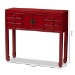 Baxton Studio Melodie Classic and Antique Red Finished Wood Bronze Finished Accents 6-Drawer Console Table - BSOMIN22-Red-ST