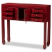 Baxton Studio Melodie Classic and Antique Red Finished Wood Bronze Finished Accents 6-Drawer Console Table - BSOMIN22-Red-ST