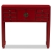 Baxton Studio Melodie Classic and Antique Red Finished Wood Bronze Finished Accents 6-Drawer Console Table - BSOMIN22-Red-ST