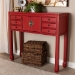 Baxton Studio Melodie Classic and Antique Red Finished Wood Bronze Finished Accents 6-Drawer Console Table - BSOMIN22-Red-ST