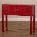 Baxton Studio Melodie Classic and Antique Red Finished Wood Bronze Finished Accents 6-Drawer Console Table - BSOMIN22-Red-ST