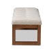 Baxton Studio Caramay Modern and Contemporary Light Beige Fabric Upholstered Walnut Brown Finished Wood Bench - BSOBBT5337-Light Beige-Bench