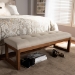 Baxton Studio Caramay Modern and Contemporary Light Beige Fabric Upholstered Walnut Brown Finished Wood Bench - BSOBBT5337-Light Beige-Bench