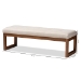 Baxton Studio Caramay Modern and Contemporary Light Beige Fabric Upholstered Walnut Brown Finished Wood Bench - BSOBBT5337-Light Beige-Bench