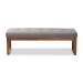 Baxton Studio Caramay Modern and Contemporary Grey Fabric Upholstered Walnut Brown Finished Wood Bench - BSOBBT5337-Grey-Bench