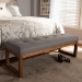 Baxton Studio Caramay Modern and Contemporary Grey Fabric Upholstered Walnut Brown Finished Wood Bench - BSOBBT5337-Grey-Bench