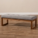 Baxton Studio Caramay Modern and Contemporary Grey Fabric Upholstered Walnut Brown Finished Wood Bench - BSOBBT5337-Grey-Bench