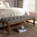 Baxton Studio Ainsley Modern and Contemporary Grey Fabric Upholstered Walnut Finished Solid Rubberwood Bench - BSOBBT5338-Grey