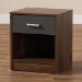 Baxton Studio Hansel Modern and Contemporary 1-Drawer Dark Brown and Dark Grey Finished Nightstand - BSOSENT009-Columbia Brown/Dark Grey-NS