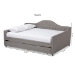 Baxton Studio Eliza Modern and Contemporary Grey Fabric Upholstered Queen Size Daybed with Trundle - BSOCF8940-Grey-Daybed-Q/T