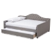 Baxton Studio Eliza Modern and Contemporary Grey Fabric Upholstered Queen Size Daybed with Trundle - BSOCF8940-Grey-Daybed-Q/T