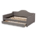 Baxton Studio Eliza Modern and Contemporary Grey Fabric Upholstered Queen Size Daybed with Trundle - BSOCF8940-Grey-Daybed-Q/T