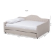 Baxton Studio Eliza Modern and Contemporary Light Beige Fabric Upholstered Queen Size Daybed with Trundle - BSOCF8940-Light Beige-Daybed-Q/T