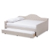 Baxton Studio Eliza Modern and Contemporary Light Beige Fabric Upholstered Queen Size Daybed with Trundle - BSOCF8940-Light Beige-Daybed-Q/T
