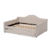 Baxton Studio Eliza Modern and Contemporary Light Beige Fabric Upholstered Queen Size Daybed with Trundle - BSOCF8940-Light Beige-Daybed-Q/T