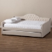 Baxton Studio Eliza Modern and Contemporary Light Beige Fabric Upholstered Queen Size Daybed with Trundle - BSOCF8940-Light Beige-Daybed-Q/T