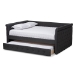Baxton Studio Alena Modern and Contemporary Dark Grey Fabric Upholstered Full Size Daybed with Trundle - BSOCF8825-Dark Grey-Daybed-F/T