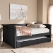 Baxton Studio Alena Modern and Contemporary Dark Grey Fabric Upholstered Full Size Daybed with Trundle - BSOCF8825-Dark Grey-Daybed-F/T