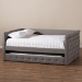 Baxton Studio Alena Modern and Contemporary Grey Fabric Upholstered Full Size Daybed with Trundle - BSOCF8825-Grey-Daybed-F/T