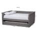 Baxton Studio Alena Modern and Contemporary Grey Fabric Upholstered Full Size Daybed with Trundle - BSOCF8825-Grey-Daybed-F/T