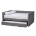 Baxton Studio Alena Modern and Contemporary Grey Fabric Upholstered Full Size Daybed with Trundle - BSOCF8825-Grey-Daybed-F/T