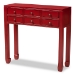 Baxton Studio Pomme Classic and Antique Red Finished Wood Bronze Finished Accents 6-Drawer Console Table