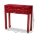 Baxton Studio Pomme Classic and Antique Red Finished Wood Bronze Finished Accents 6-Drawer Console Table - BSOMIN18-Red-ST