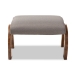 Baxton Studio Sandrine Modern and Contemporary Grey Fabric Upholstered Walnut Brown Finished Wood Ottoman - BSOBBT5318-Grey