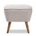 Baxton Studio Petronelle Mid-Century Modern Greyish Beige Fabric Upholstered Walnut Brown Finished Wood Ottoman - BSOBBT5341-Greyish Beige