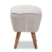 Baxton Studio Petronelle Mid-Century Modern Greyish Beige Fabric Upholstered Walnut Brown Finished Wood Ottoman - BSOBBT5341-Greyish Beige