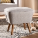 Baxton Studio Petronelle Mid-Century Modern Greyish Beige Fabric Upholstered Walnut Brown Finished Wood Ottoman - BSOBBT5341-Greyish Beige