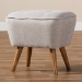 Baxton Studio Petronelle Mid-Century Modern Greyish Beige Fabric Upholstered Walnut Brown Finished Wood Ottoman - BSOBBT5341-Greyish Beige
