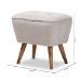 Baxton Studio Petronelle Mid-Century Modern Greyish Beige Fabric Upholstered Walnut Brown Finished Wood Ottoman - BSOBBT5341-Greyish Beige