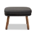 Baxton Studio Lovise Mid-Century Modern Dark Grey Fabric Upholstered Walnut Brown Finished Wood Ottoman - BSOBBT5342-Dark Grey