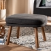 Baxton Studio Lovise Mid-Century Modern Dark Grey Fabric Upholstered Walnut Brown Finished Wood Ottoman - BSOBBT5342-Dark Grey