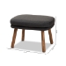 Baxton Studio Lovise Mid-Century Modern Dark Grey Fabric Upholstered Walnut Brown Finished Wood Ottoman - BSOBBT5342-Dark Grey