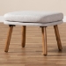 Baxton Studio Lovise Mid-Century Modern Greyish Beige Fabric Upholstered Walnut Brown Finished Wood Ottoman - BSOBBT5342-Greyish Beige