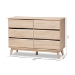 Baxton Studio Miren Mid-Century Modern Light Oak and Dark Grey 6-Drawer Dresser - BSOSECOD5015-Hana Oak/Dark Grey-6DW-Dresser