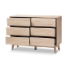 Baxton Studio Miren Mid-Century Modern Light Oak and Dark Grey 6-Drawer Dresser - BSOSECOD5015-Hana Oak/Dark Grey-6DW-Dresser