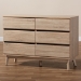 Baxton Studio Miren Mid-Century Modern Light Oak and Dark Grey 6-Drawer Dresser - BSOSECOD5015-Hana Oak/Dark Grey-6DW-Dresser