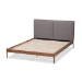 Baxton Studio Aveneil Mid-Century Modern Grey Fabric Upholstered Walnut Finished King Size Platform Bed - BSOBBT6723-Grey-King