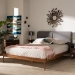 Baxton Studio Aveneil Mid-Century Modern Grey Fabric Upholstered Walnut Finished King Size Platform Bed - BSOBBT6723-Grey-King