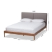 Baxton Studio Aveneil Mid-Century Modern Grey Fabric Upholstered Walnut Finished King Size Platform Bed - BSOBBT6723-Grey-King
