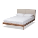 Baxton Studio Aveneil Mid-Century Modern Beige Fabric Upholstered Walnut Finished Full Size Platform Bed