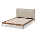 Baxton Studio Aveneil Mid-Century Modern Beige Fabric Upholstered Walnut Finished Full Size Platform Bed - BSOBBT6723-Light Beige-Full