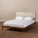 Baxton Studio Aveneil Mid-Century Modern Beige Fabric Upholstered Walnut Finished Full Size Platform Bed - BSOBBT6723-Light Beige-Full