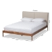 Baxton Studio Aveneil Mid-Century Modern Beige Fabric Upholstered Walnut Finished Full Size Platform Bed - BSOBBT6723-Light Beige-Full
