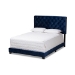 Baxton Studio Candace Luxe and Glamour Navy Velvet Upholstered King Size Bed